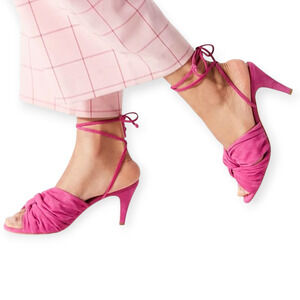 Charlotte Stone Pink Flamingo Melle Wrap Kitten Heel Sandals New‎ in Box Size 7